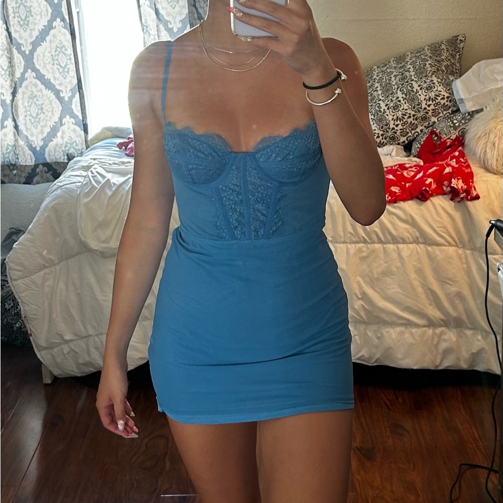 Urban outfitters corset dress, blue, S